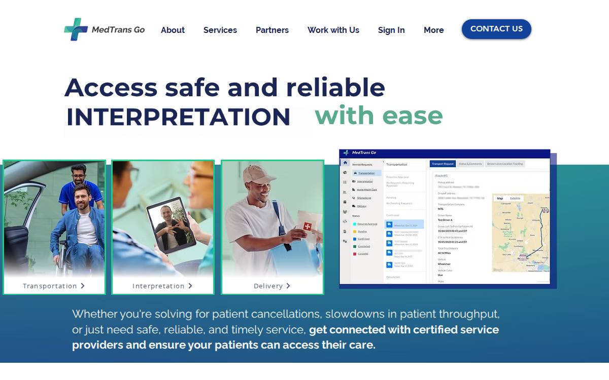 MedTrans Go website preview