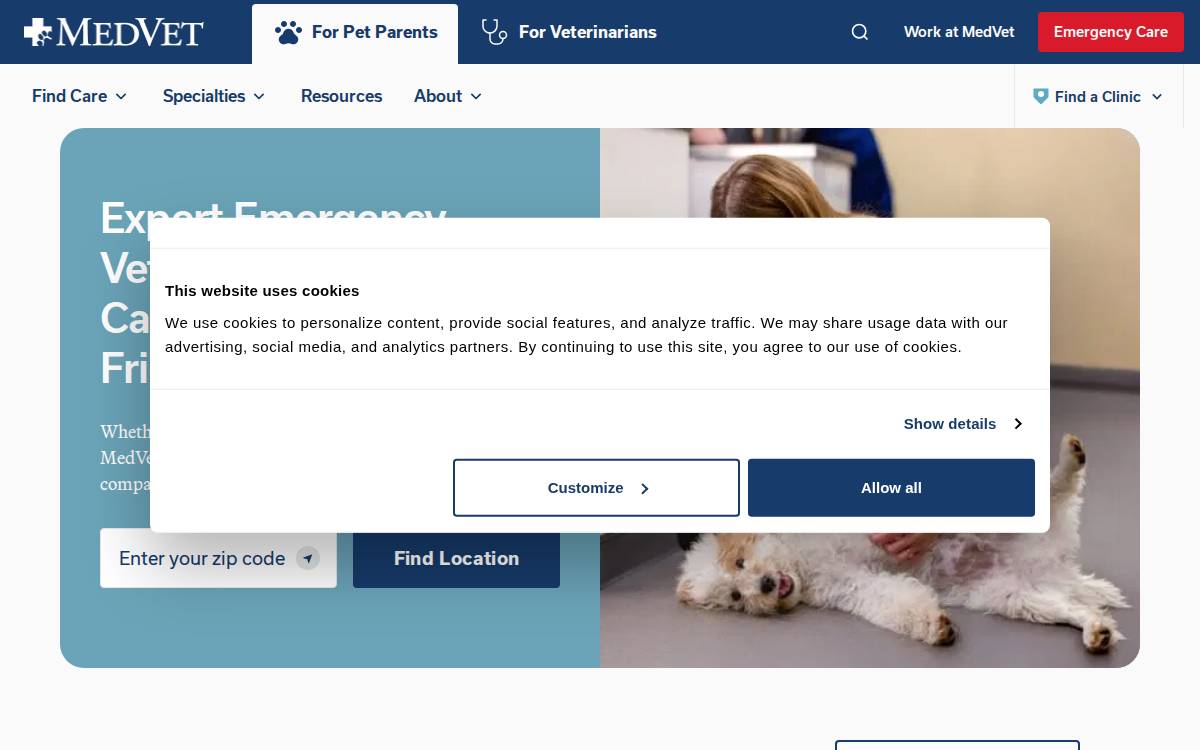 Medvet website preview