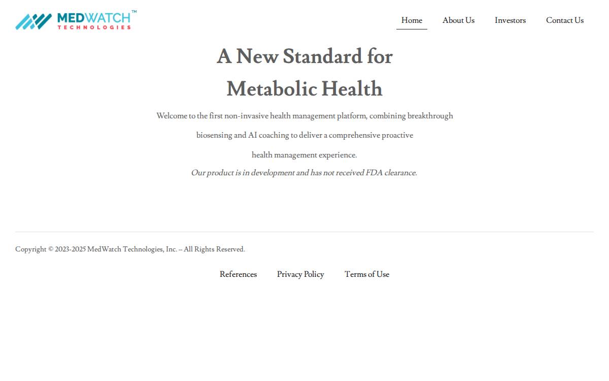 MedWatch Technologies website preview
