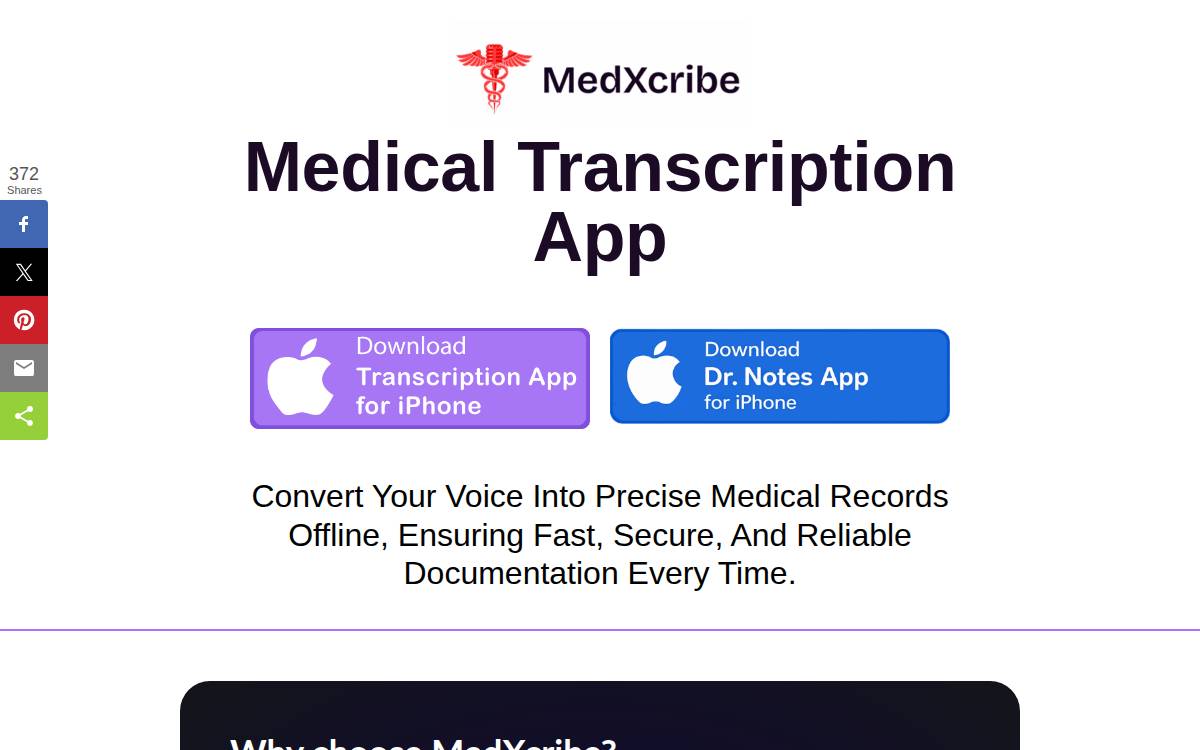 Medxcribe website preview