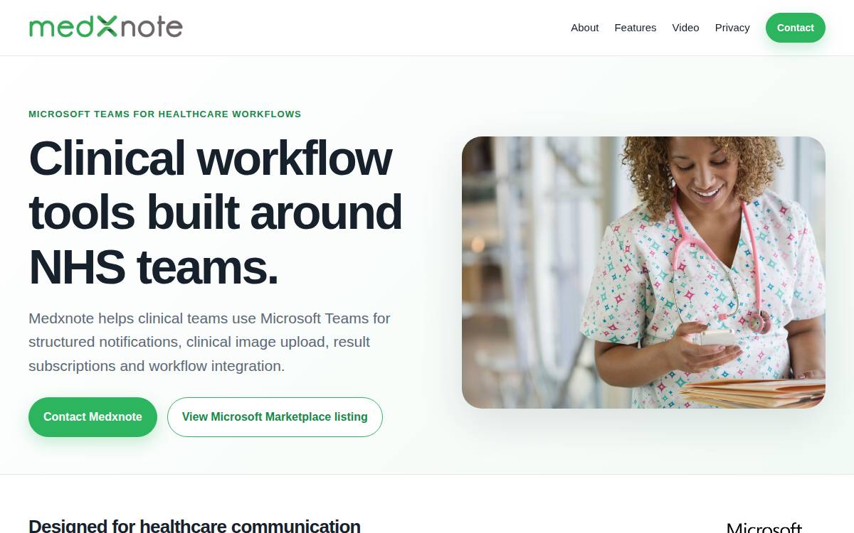 Medxnote website preview