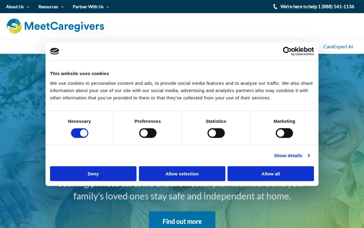 Meetcaregivers website preview