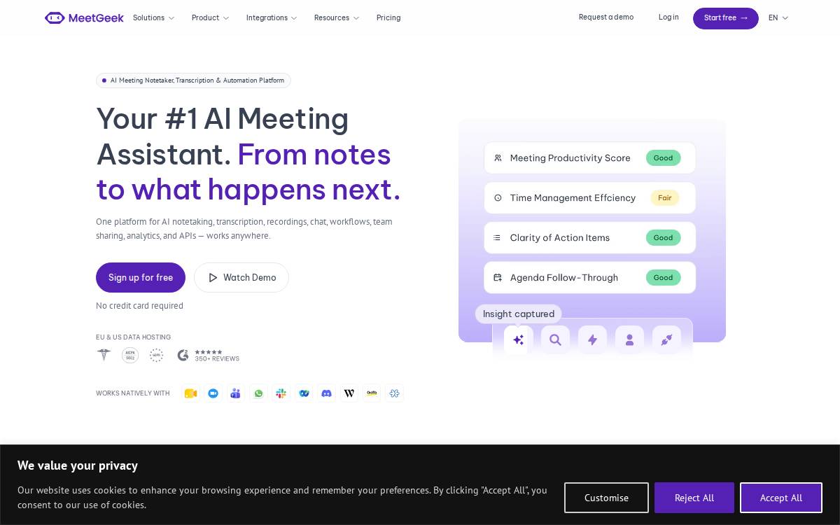MeetGeek website preview