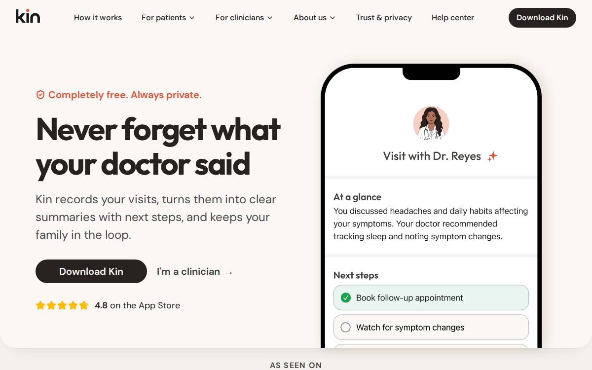 Meetkin website preview