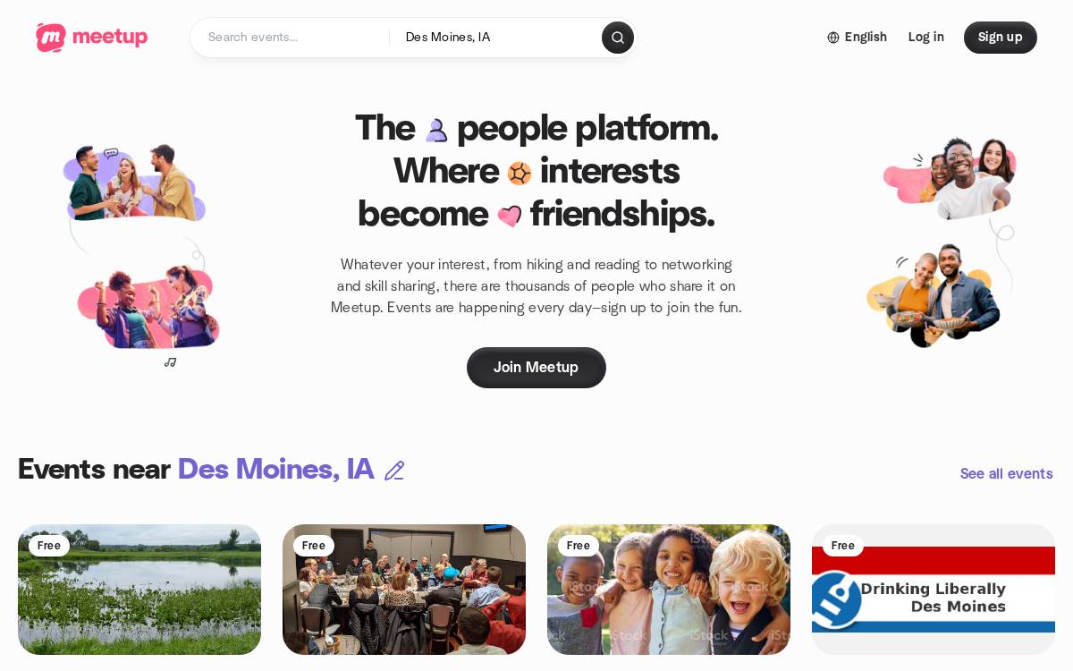 Meetup website preview