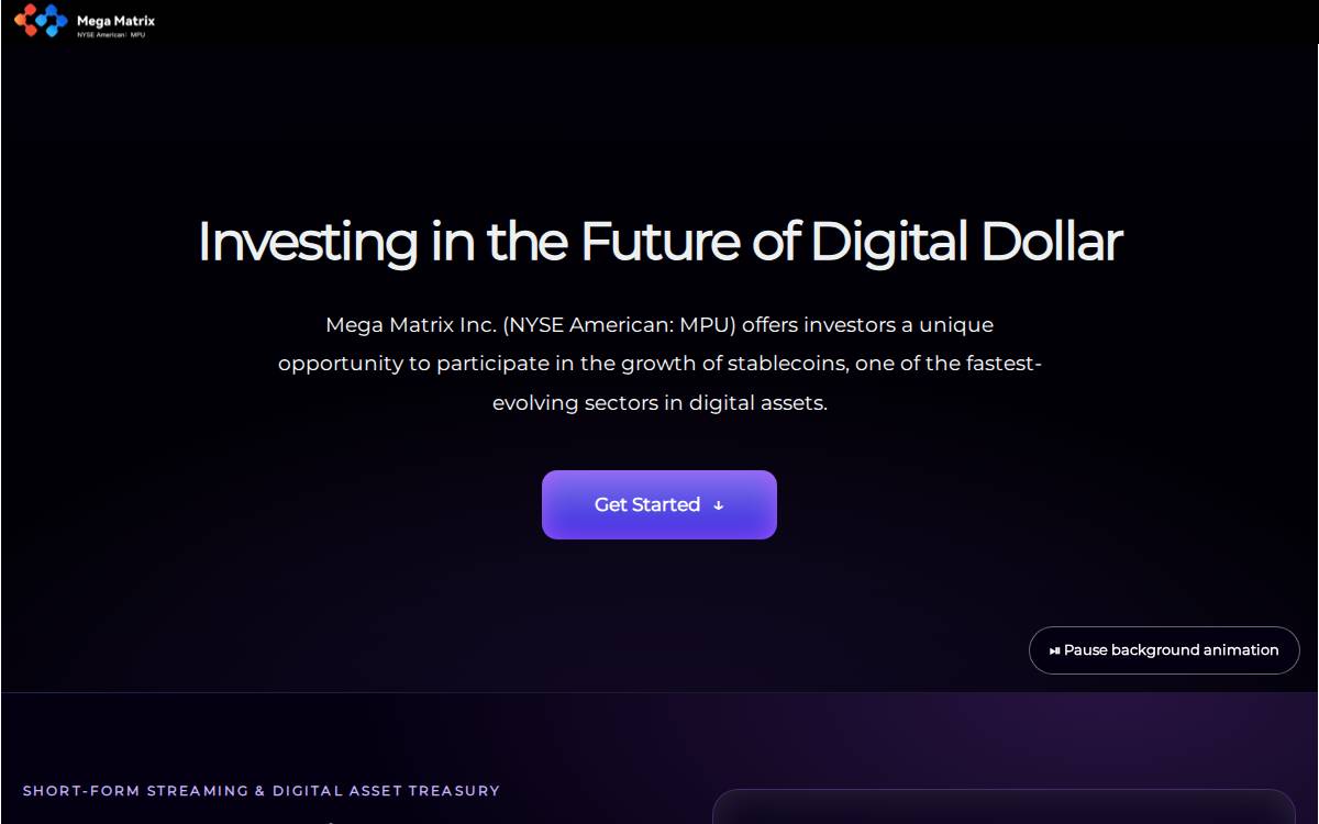 Mega Matrix website preview