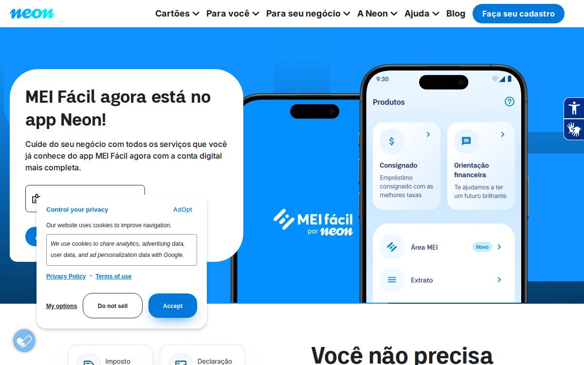 MEIFacil website preview