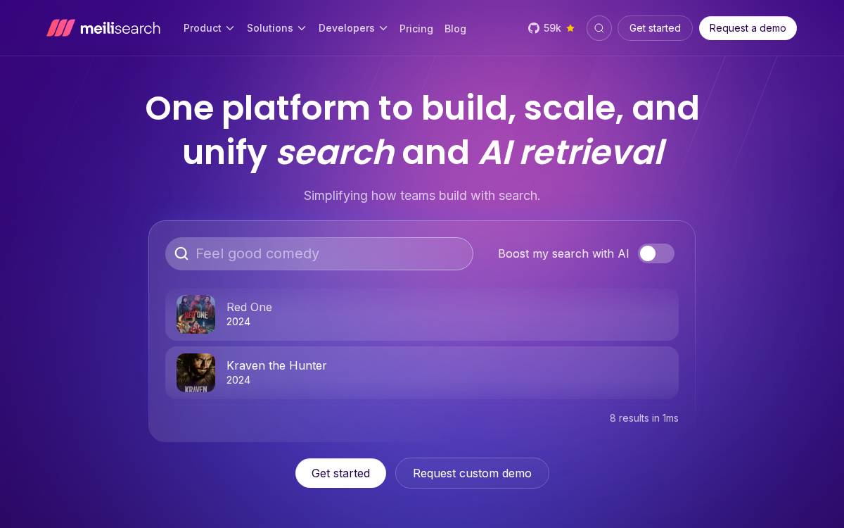 Meilisearch website preview