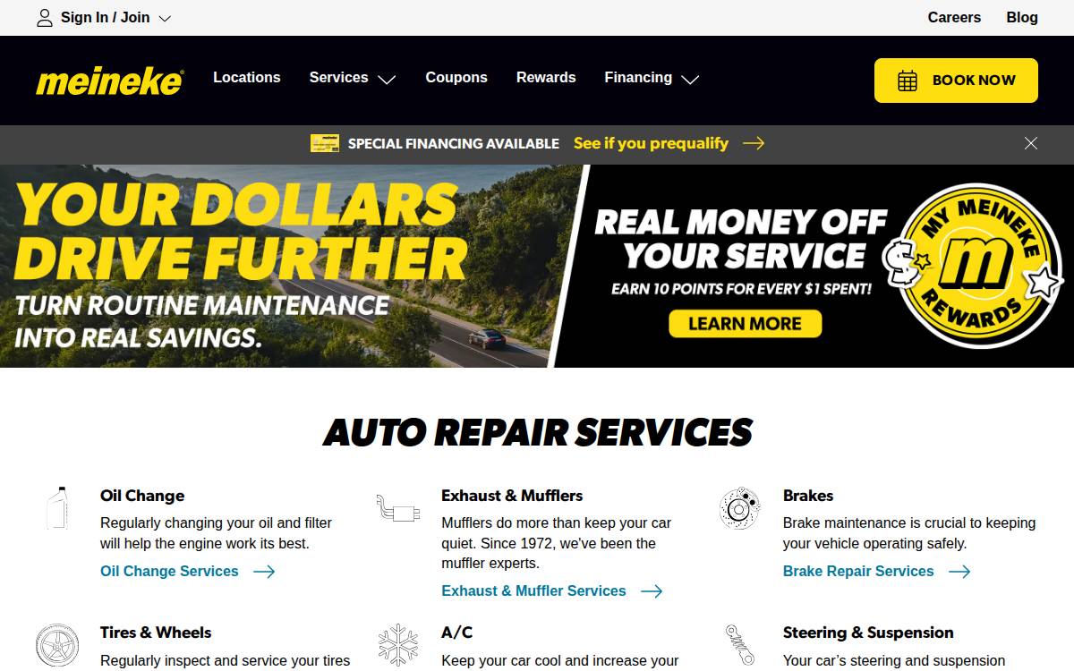 Meineke website preview