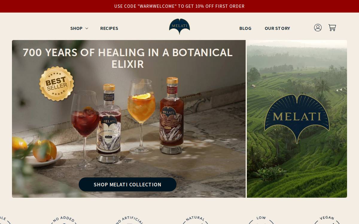 Melatidrinks website preview