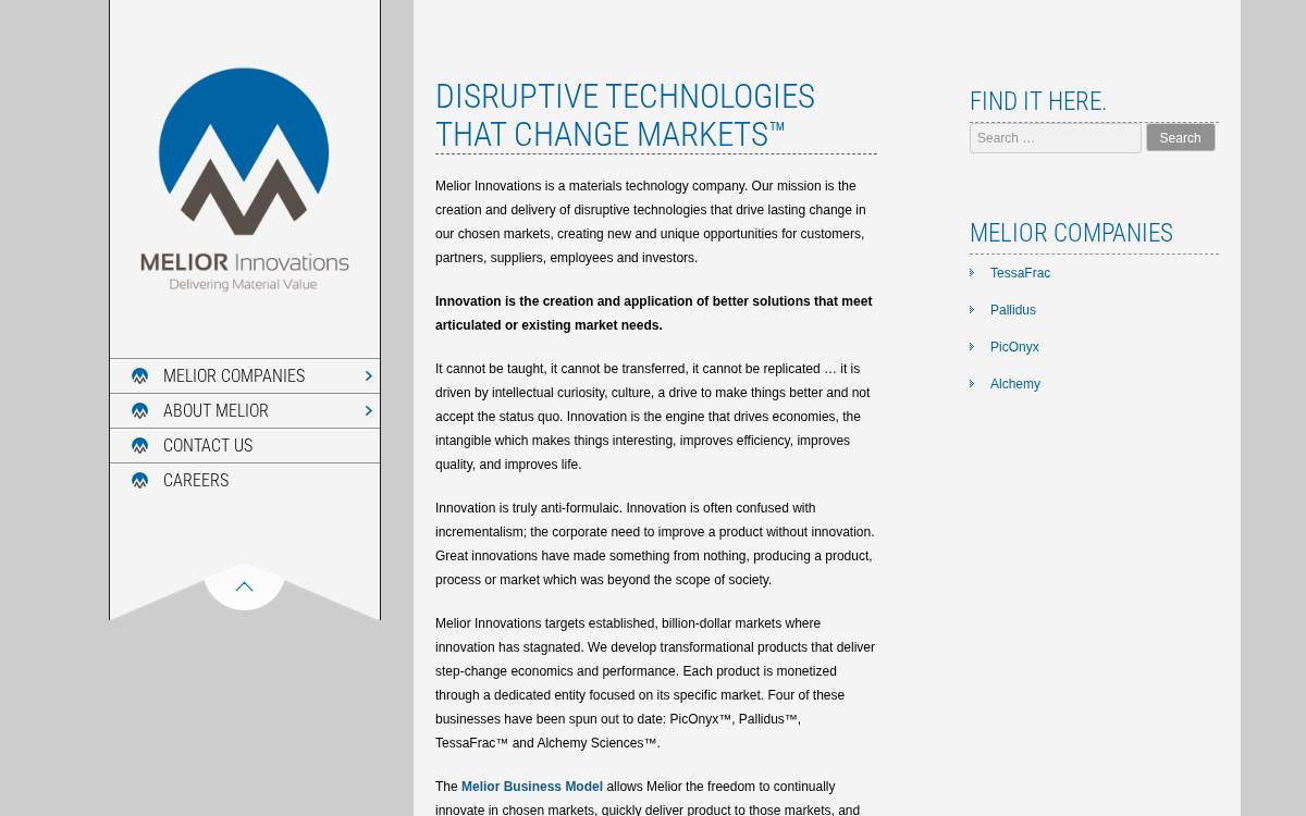 Melior Innovations website preview