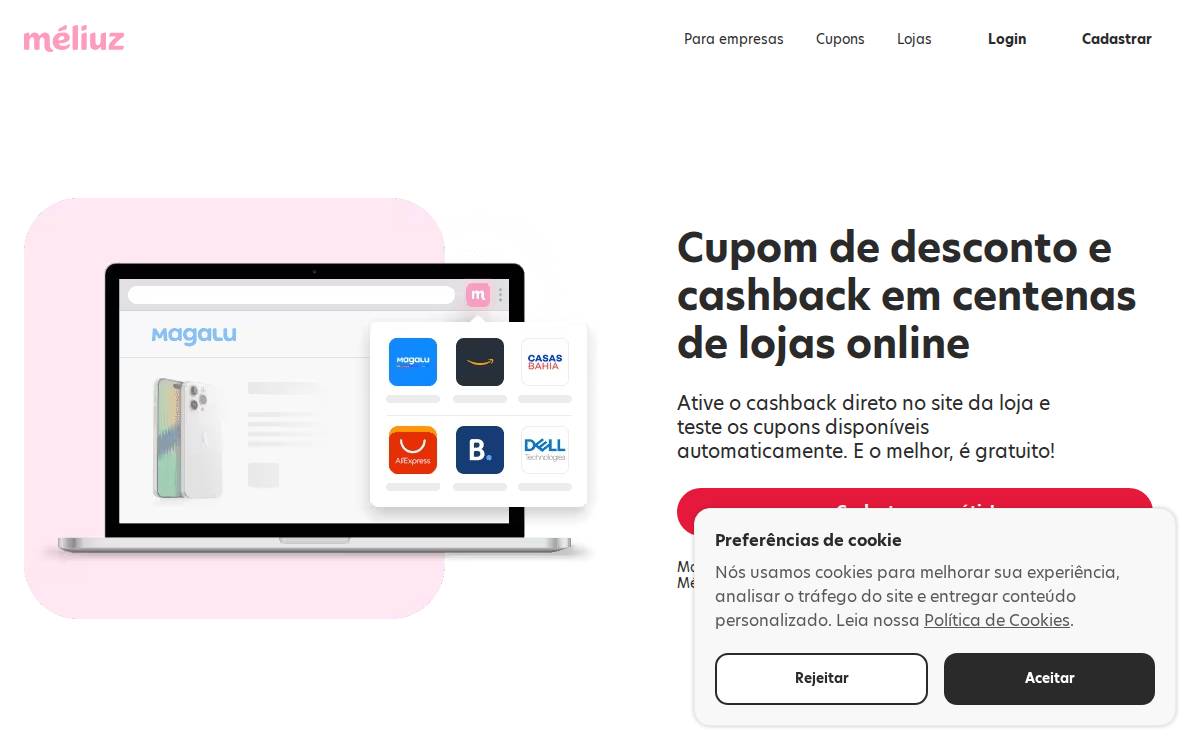 Meliuz website preview