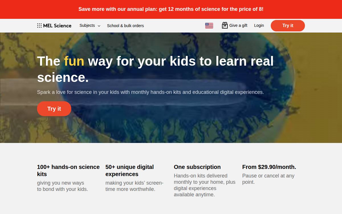 MEL Science website preview