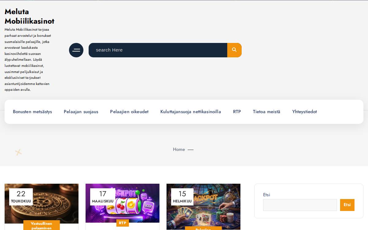 Meluta Mobiilikasinot website preview
