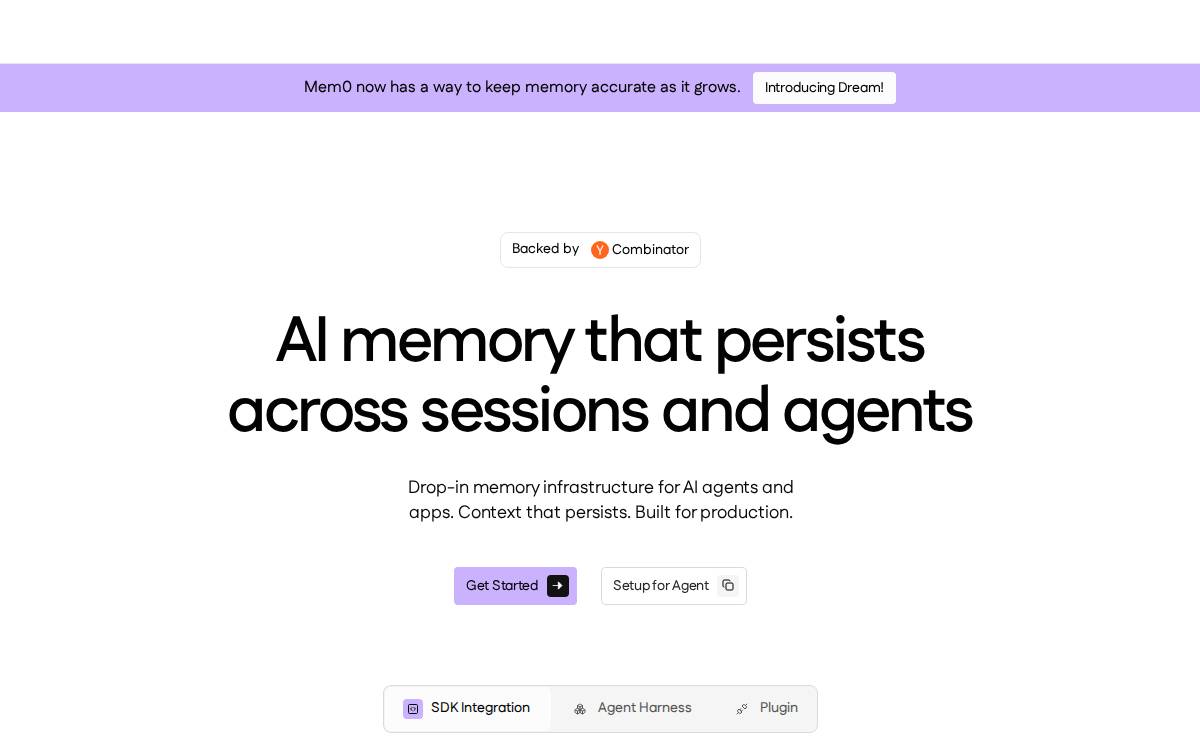 Mem0 website preview