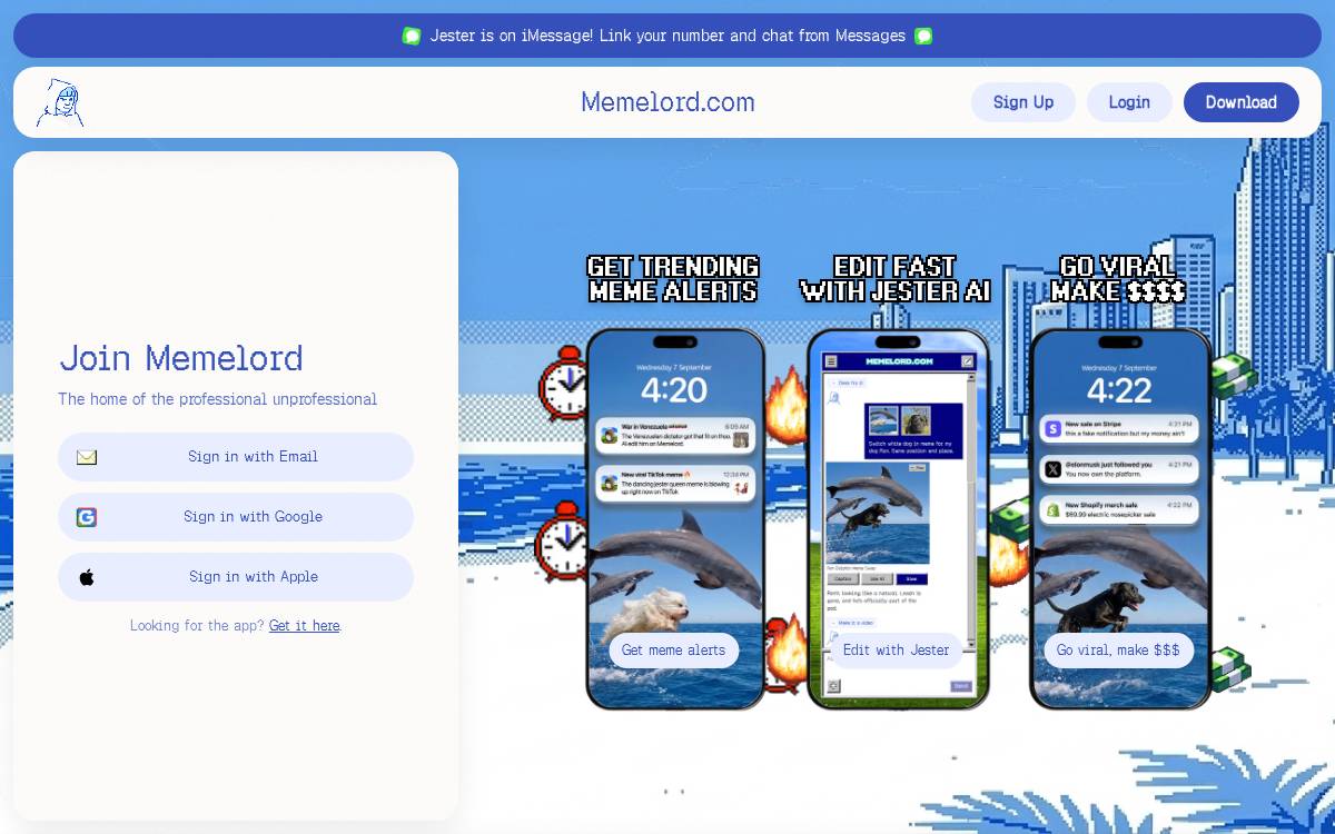 Memelord Technologies website preview