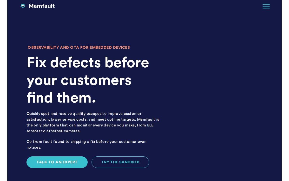 Memfault website preview