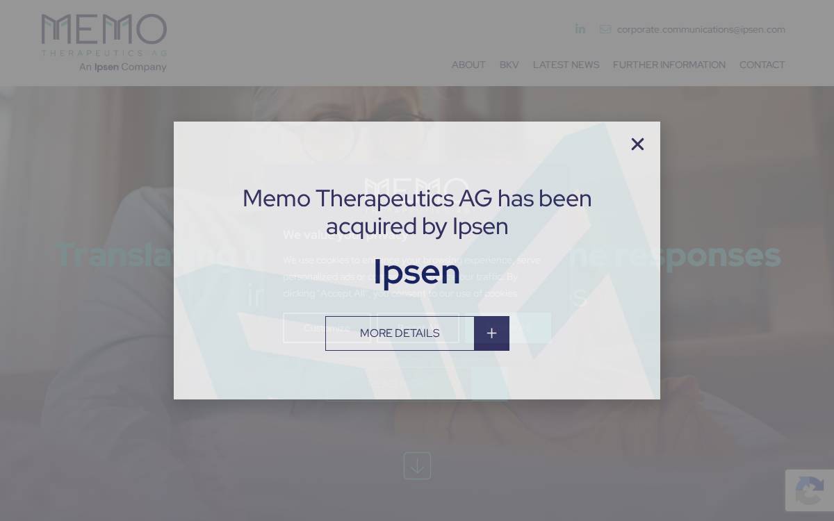 Memo Therapeutics website preview