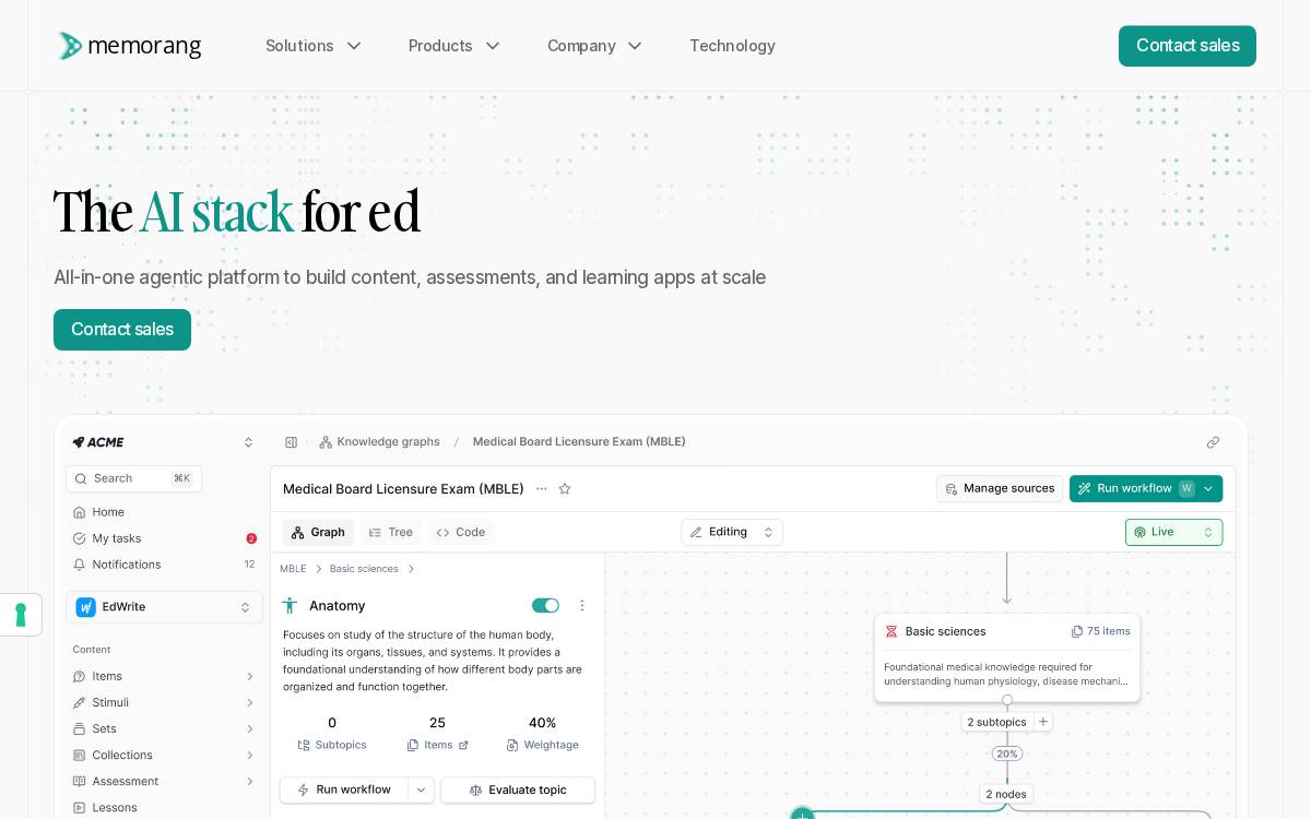 Memorang website preview