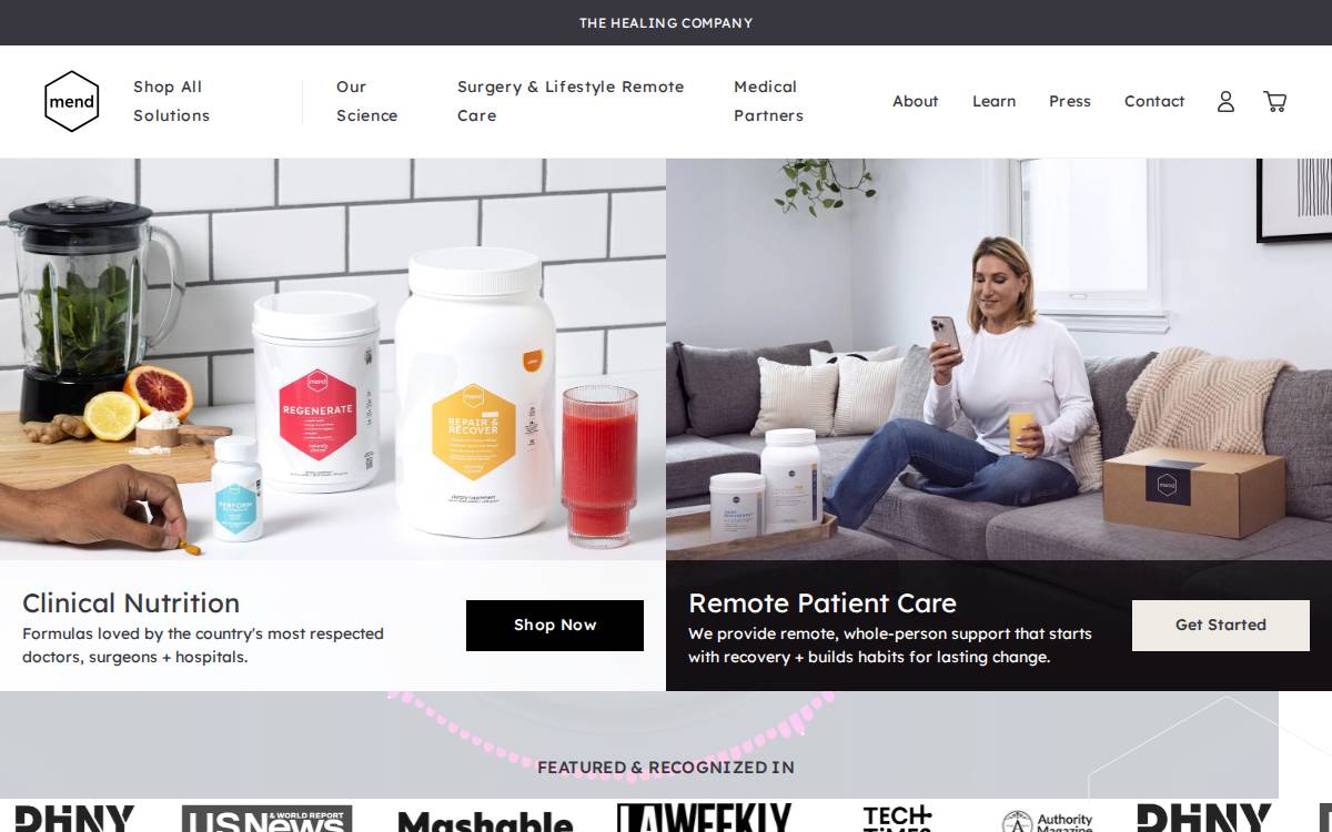 Mend Nutrition, Inc. website preview