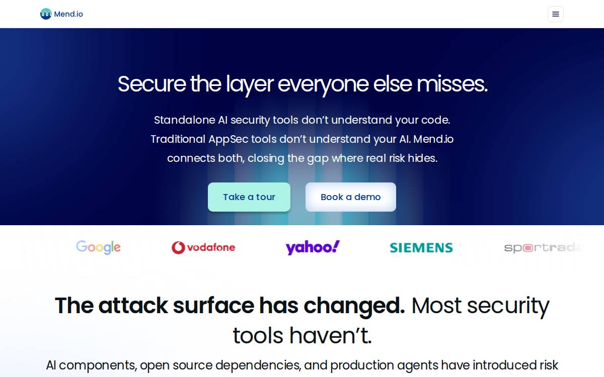 Mend website preview