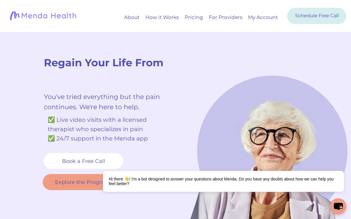 Menda Health website preview