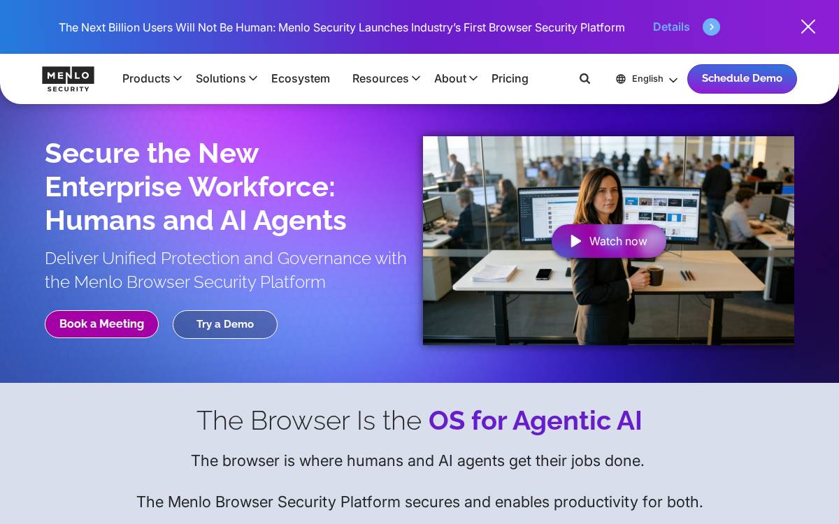 Menlo Security website preview