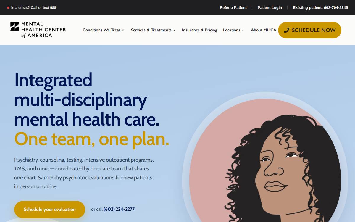 Mental Health Center of America website preview