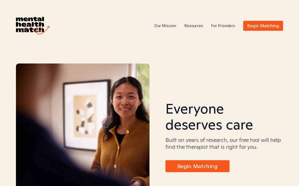 Mental Health Match website preview