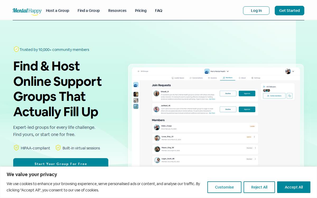 MentalHappy website preview