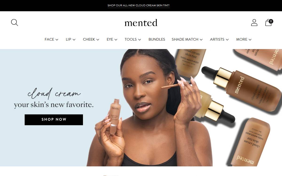 Mented Cosmetics website preview