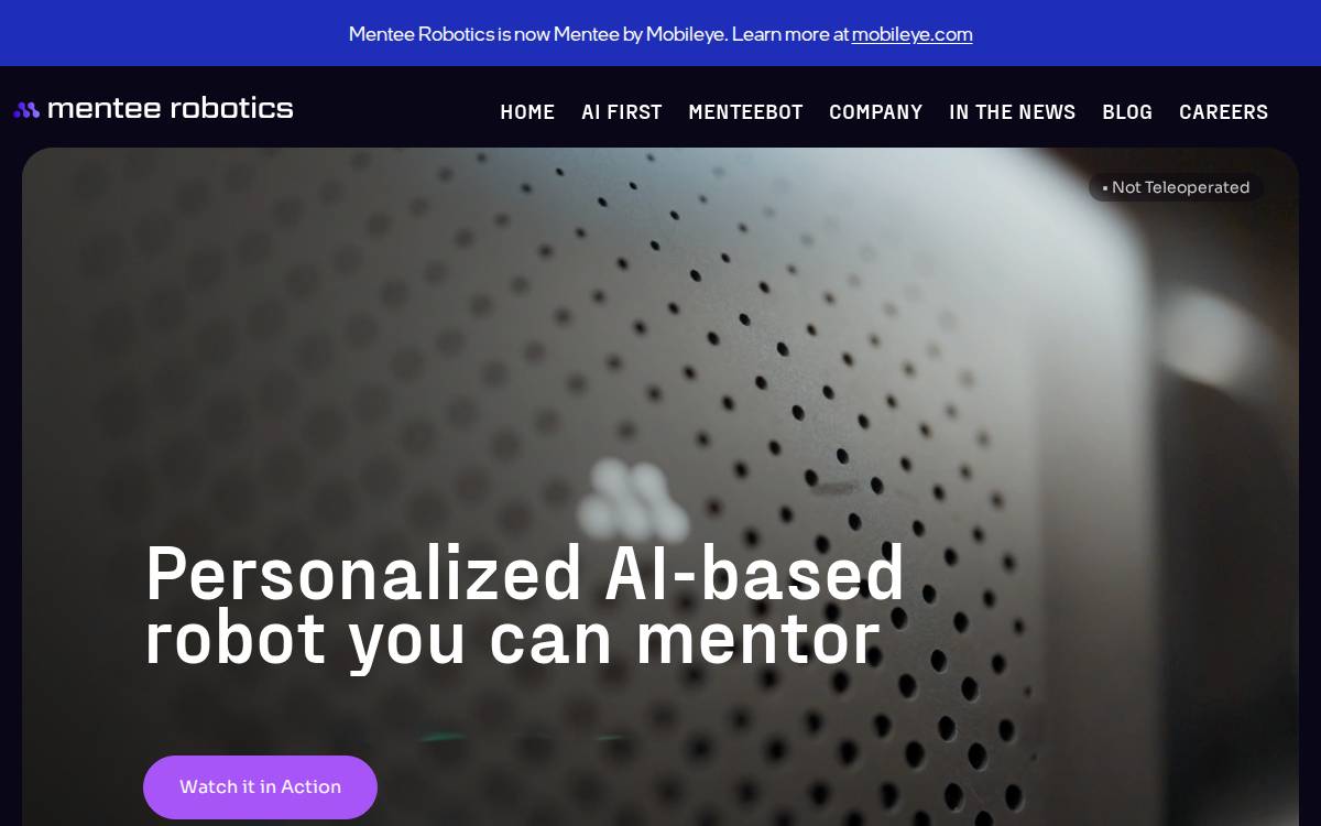 Mentee Robotics website preview