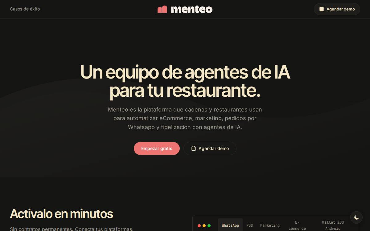 Menteo website preview