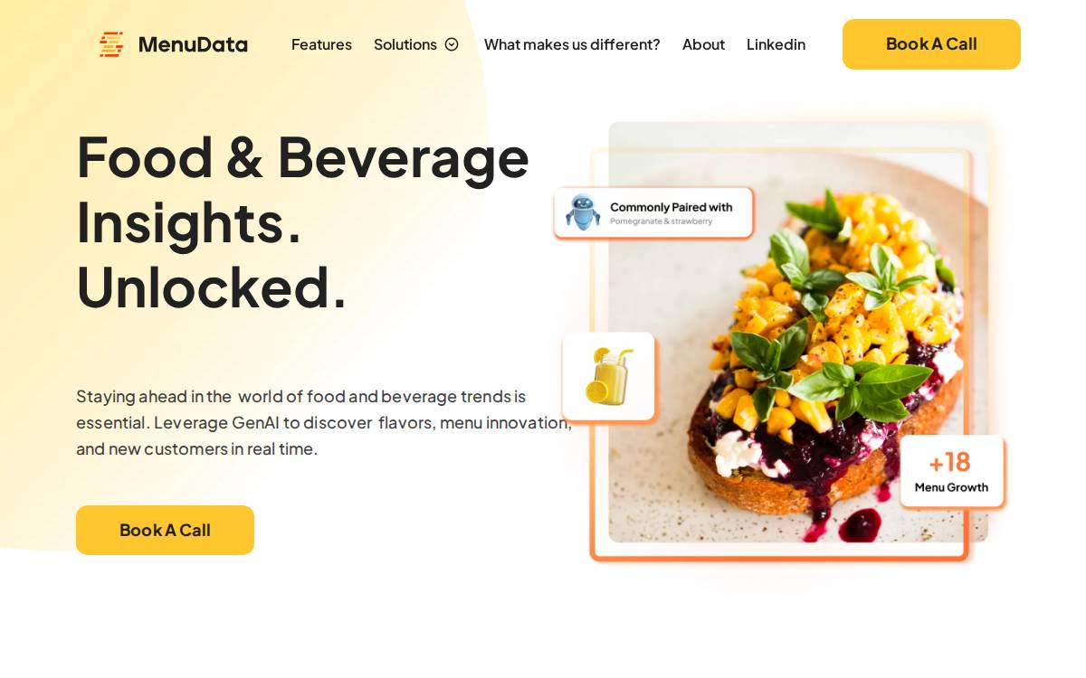 MenuData website preview
