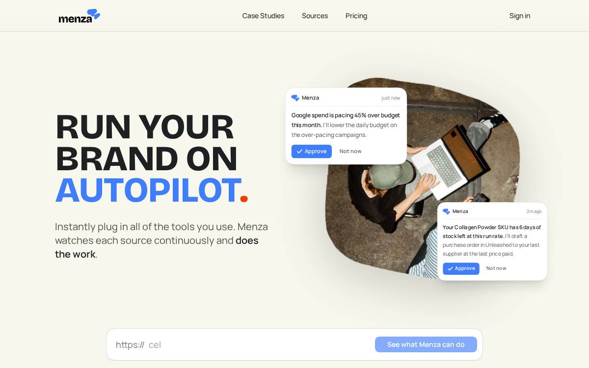 Menza website preview