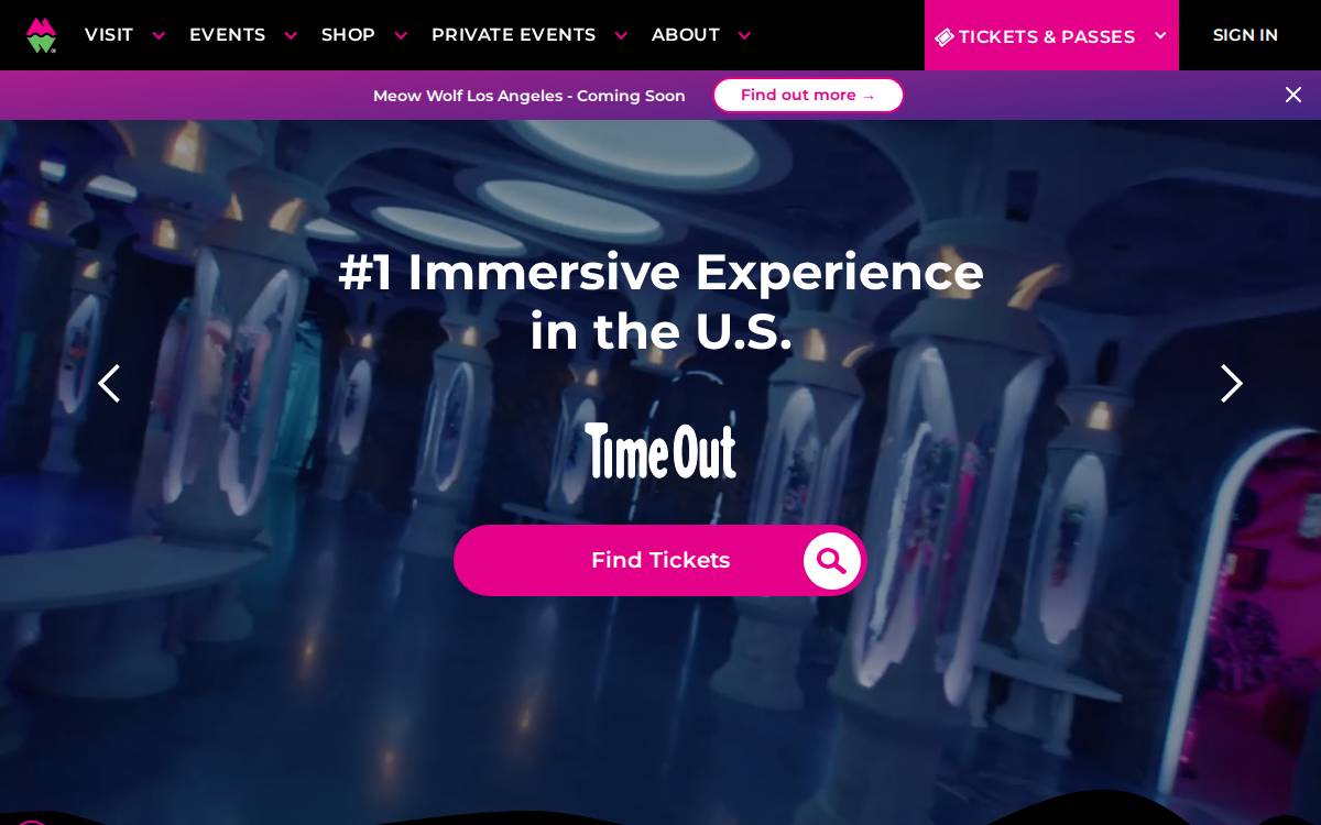 Meow Wolf website preview