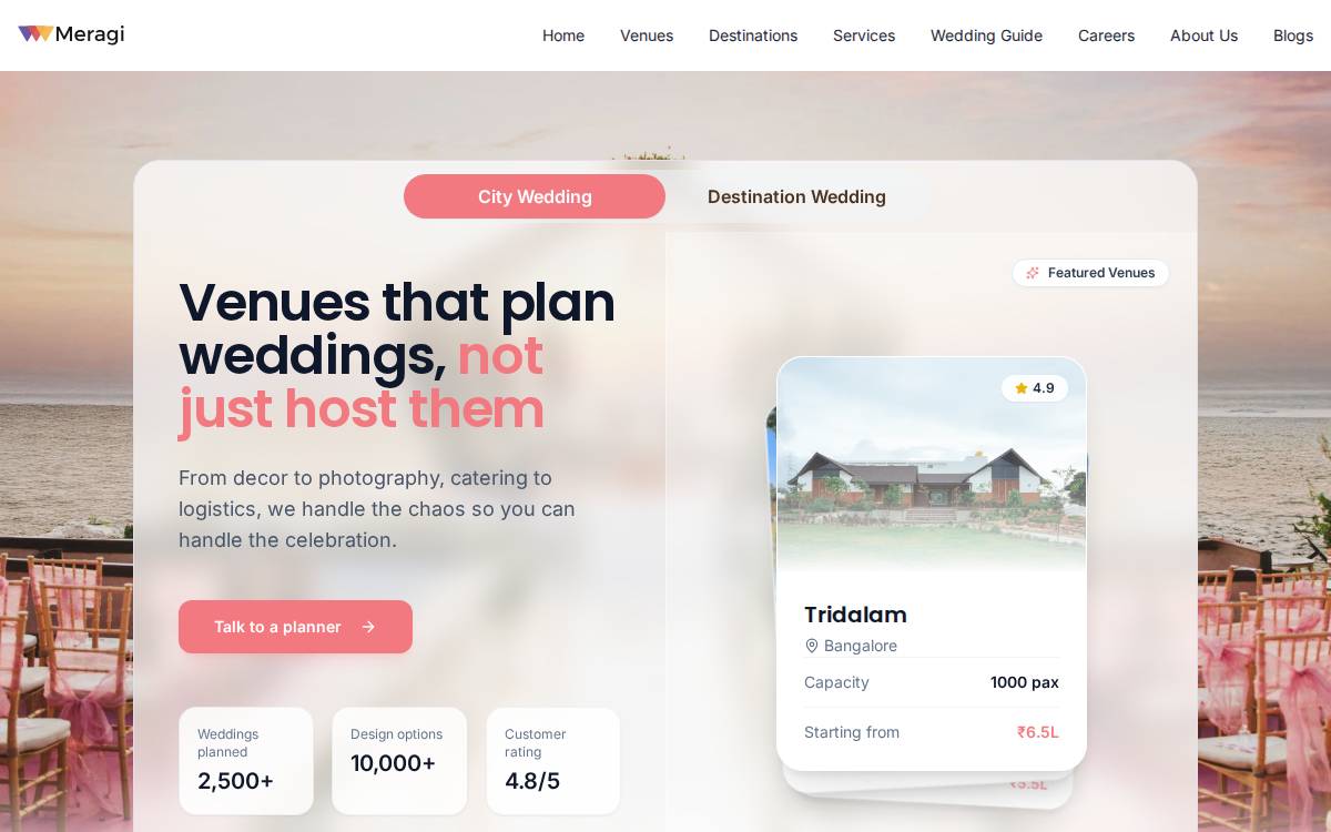 Meragi website preview
