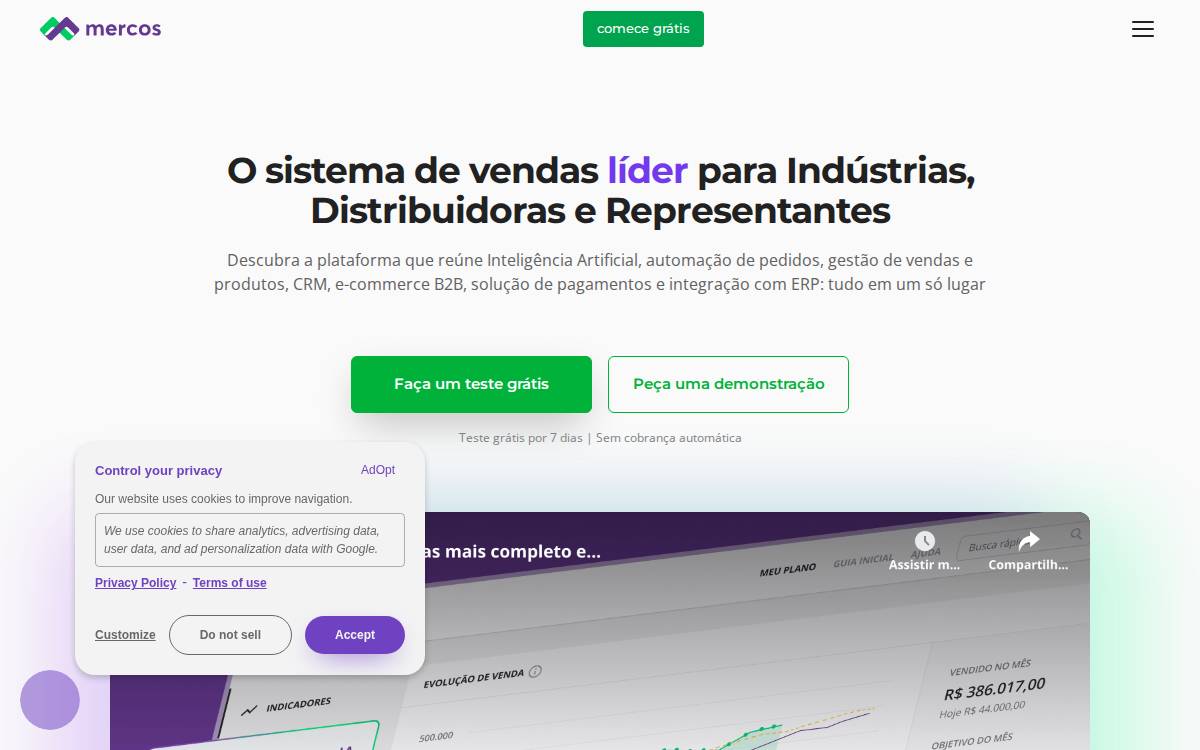 Mercos website preview