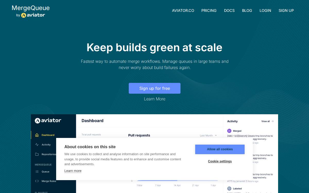 MergeQueue website preview