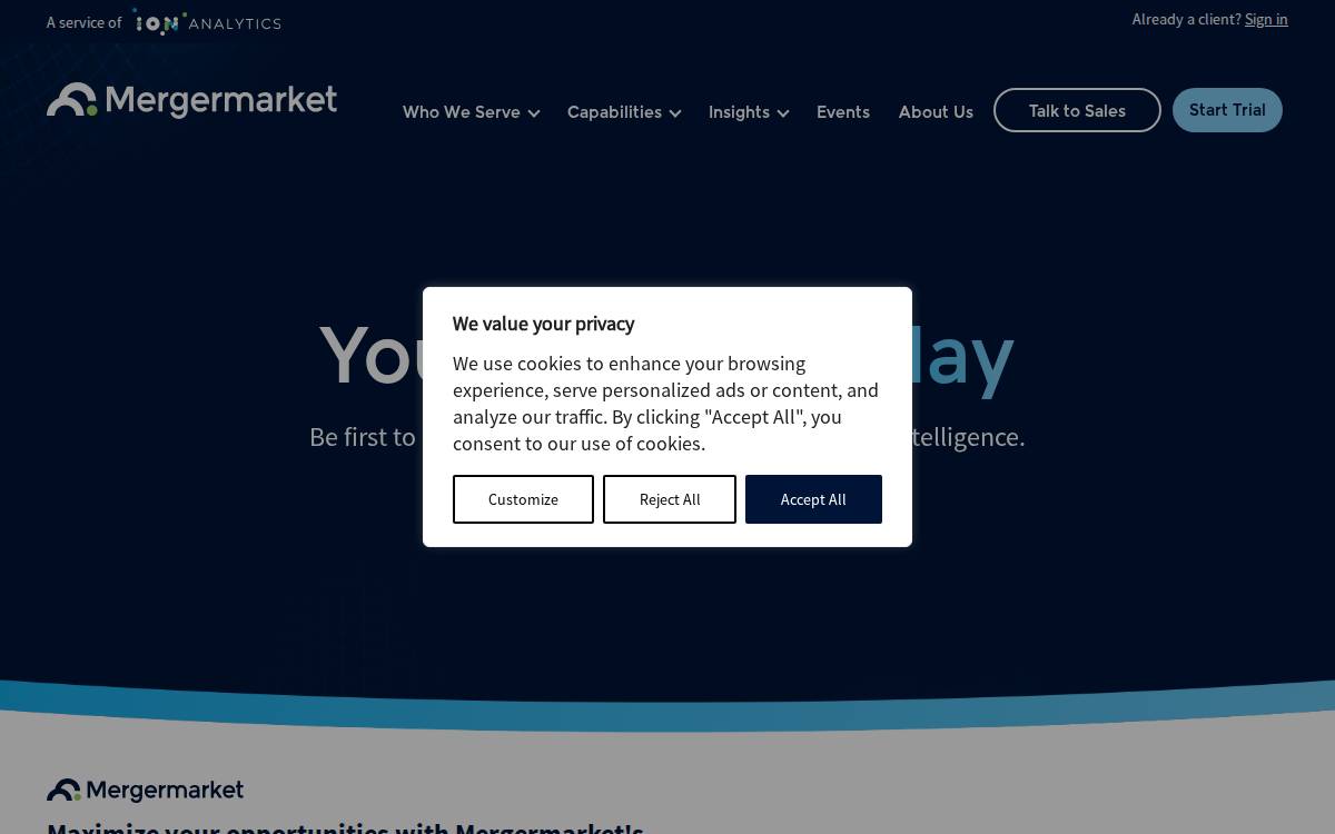 Mergermarket website preview