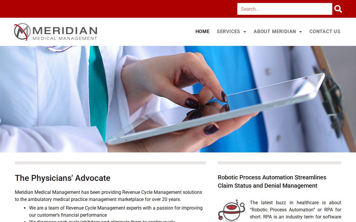 Meridian Medical Management website preview