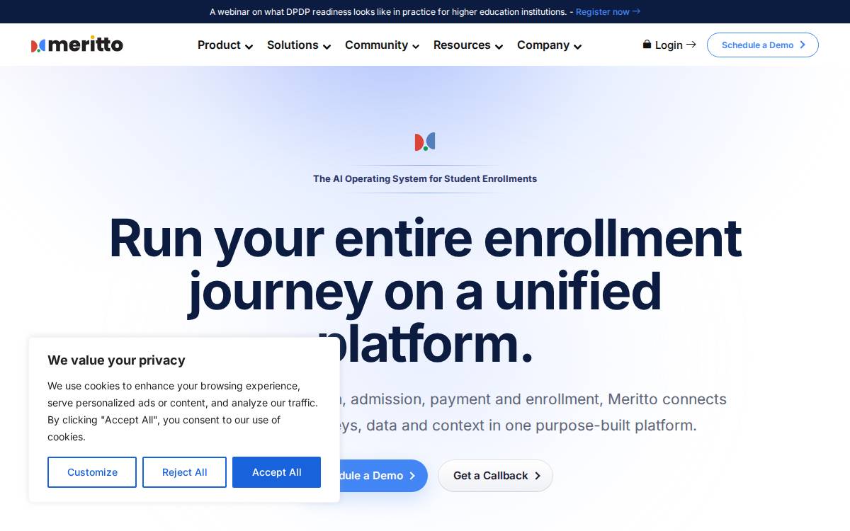Meritto website preview