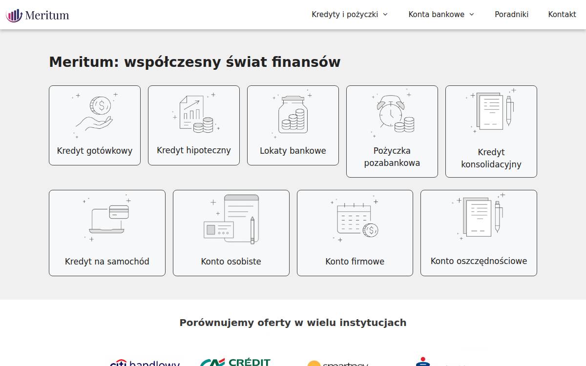 Meritumbank website preview