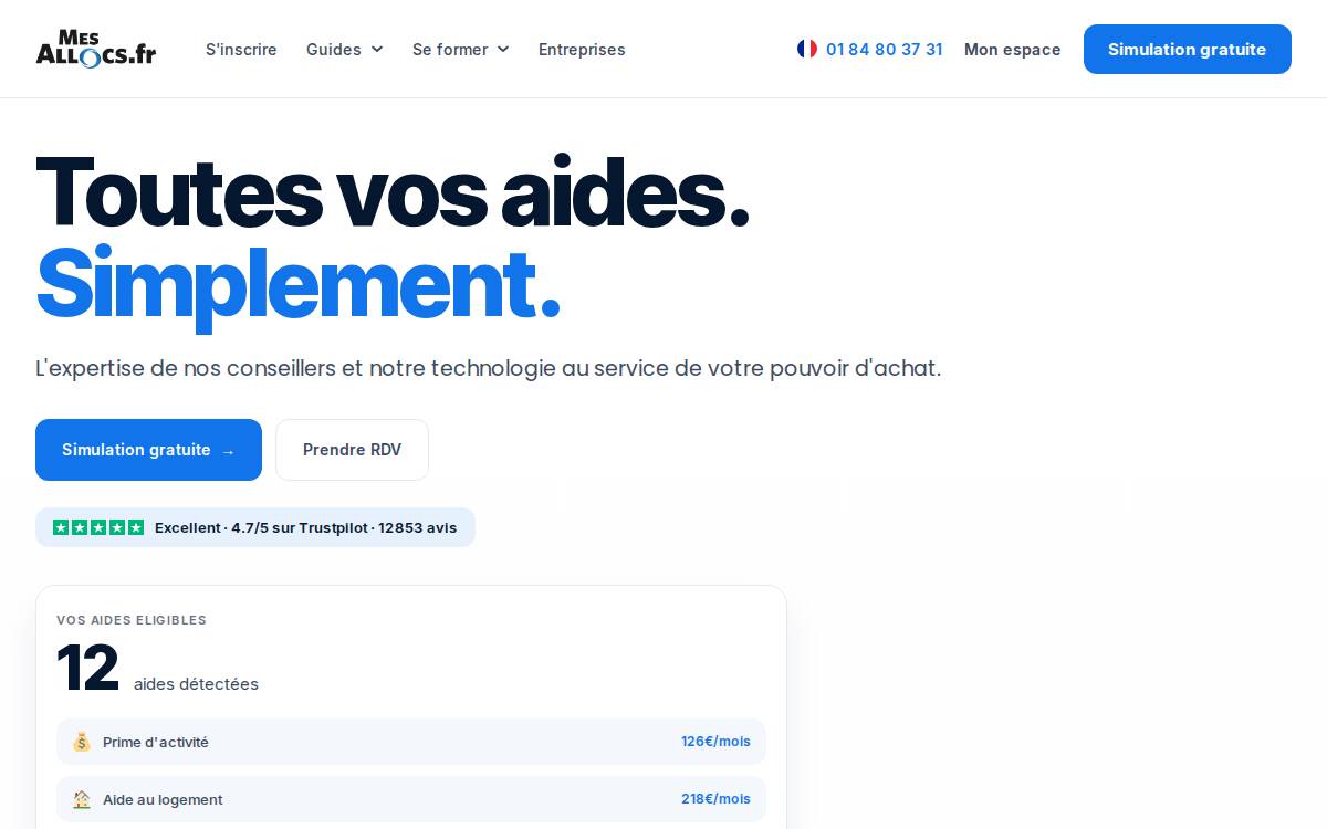 Mes Allocs website preview