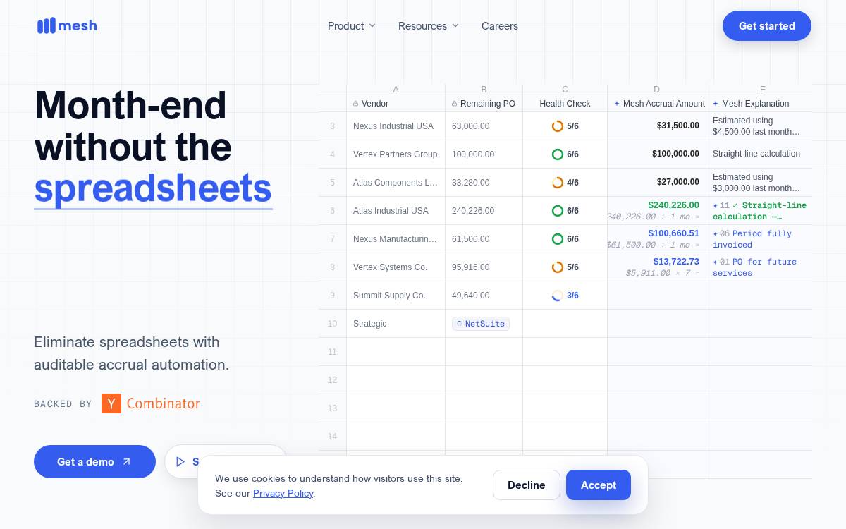 Mesh website preview