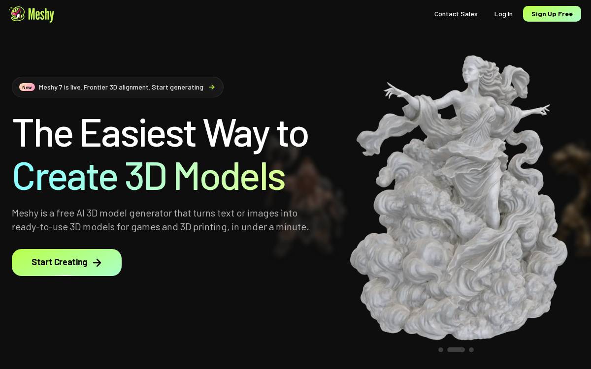 Meshy website preview