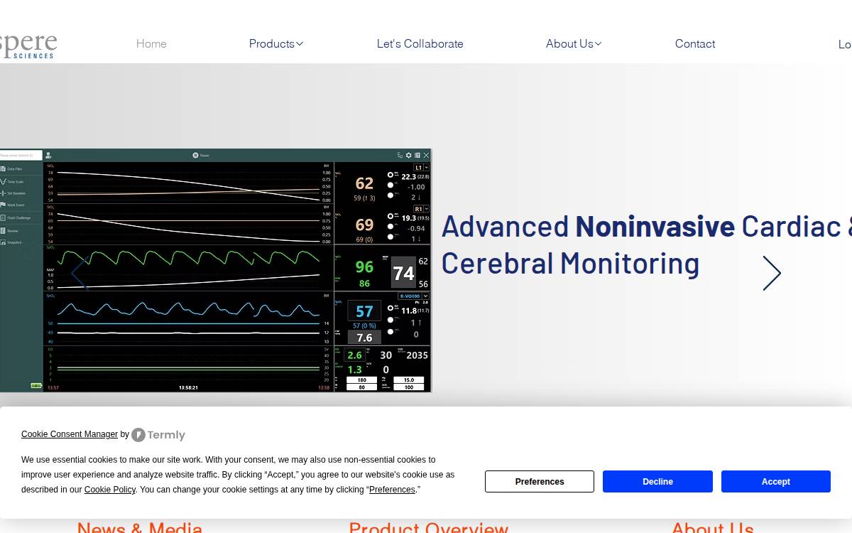 Mespere Lifesciences Inc. website preview
