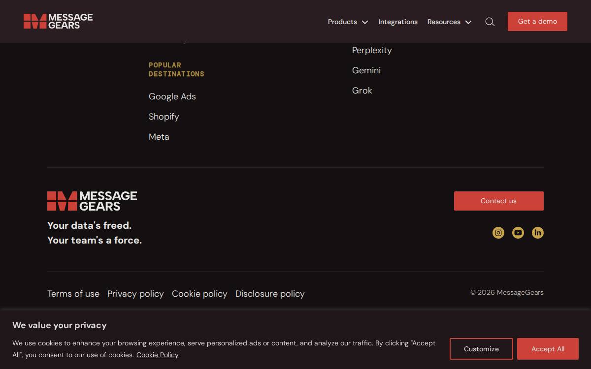 MessageGears website preview