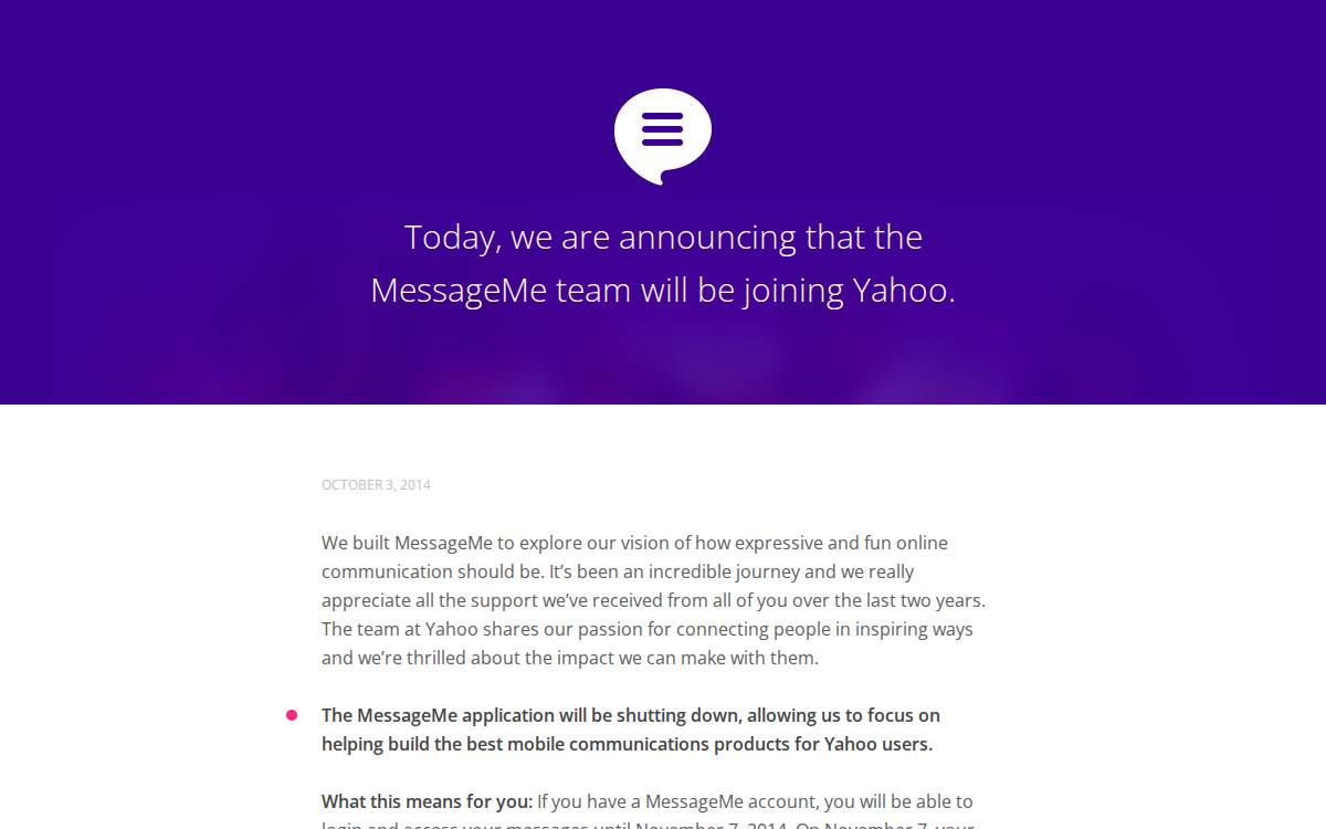 MessageMe website preview