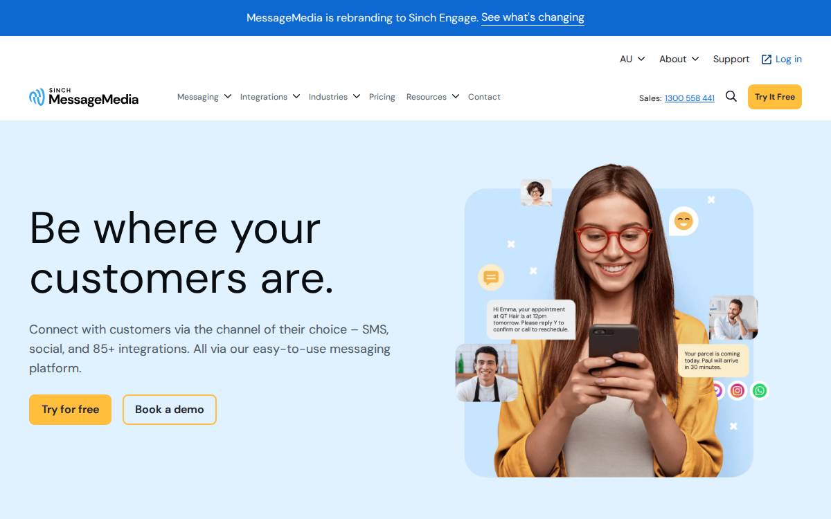 MessageMedia website preview